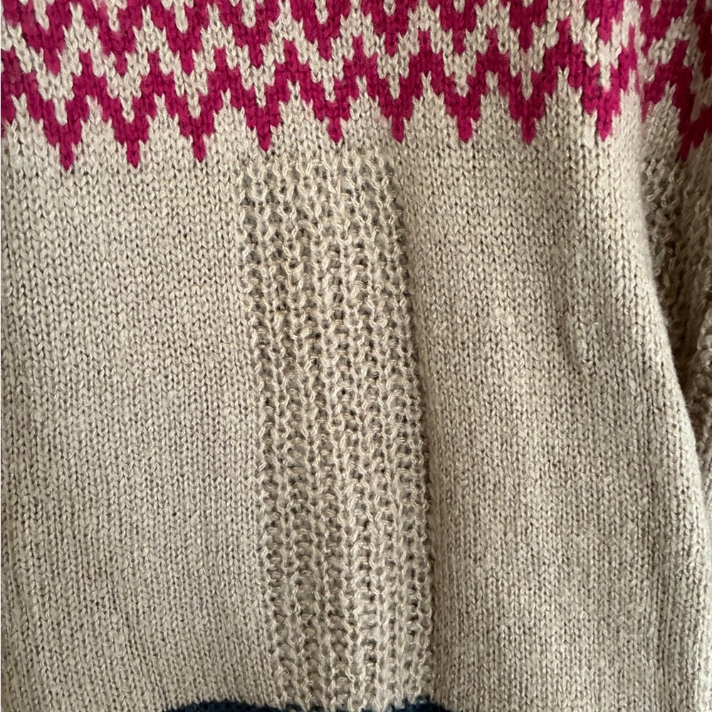 Gigio Oversized Mocha Fair Isle Knit Crewneck Sweater Size S - Picture 5 of 7